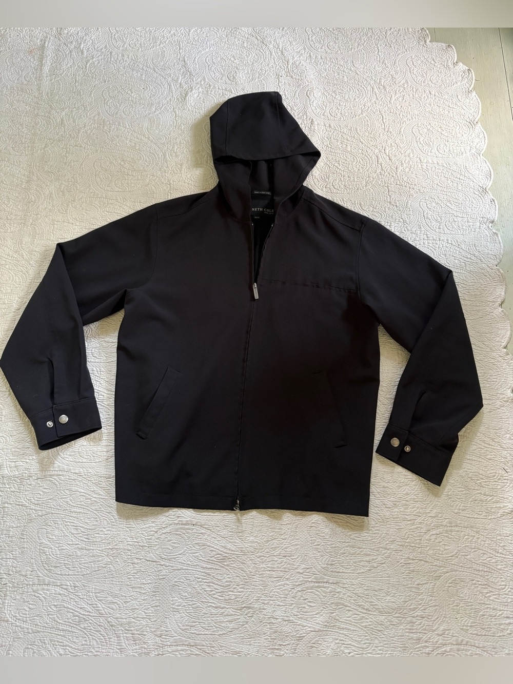 Men's Kenneth Cole Black Hooded Zip jacket - size medium (great for rain!)